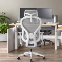 Chaise de bureau exécutive ergonomique moderne à dossier haut en tissu maillé, réglable en hauteur, robuste, respirante, pour tâches variées, B2B 3D