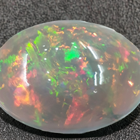 Opale d'Éthiopie noire naturelle taille bague, cabochon, multi-feu, pierre précieuse lisse non montée, pierre de naissance d'octobre, prix de gros