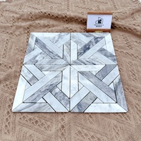 Kunstdesign Außenwand-Bodenbelag Weiß-Grauer Naturmarmor Parkett Fabrikpreis Mosaik Grafikdesign für Mehrfarbige Dekoration