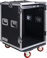 Flight case 14U PA DJ Rack/Road ATA Case con tapa mezcladora inclinada 11U, profundidad de rack de 20 pulgadas, mesa de trabajo de DJ y ruedas, 14 Space S