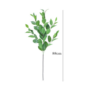 Plante artificielle de laurier, 5 branches, vert et violet, décoration de bureau intérieure, feuilles hautement réalistes - Product Image 5