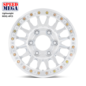 ล้อแม็กซ์ Speed Mega สีเงินขัดเงา 12 ก้าน น้ำหนักเบา แบบ Beadlock พร้อมน็อตสีทอง สำหรับรถออฟโรด รถบรรทุก SUV 4x4 - Product Image 3