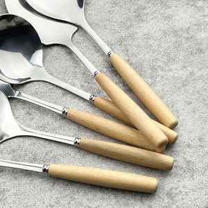Ustensiles de cuisine de haute qualité avec manche en bois en promotion, batterie de cuisine en acier inoxydable, compatible lave-vaisselle, pour la maison et les cadeaux - Product Image 3