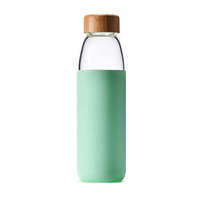 Bouteille de boisson d'eau en verre borosilicate de haute qualité de 550ml avec couvercle en bambou bouche Standard manchon en Silicone eau bouillante Applicable