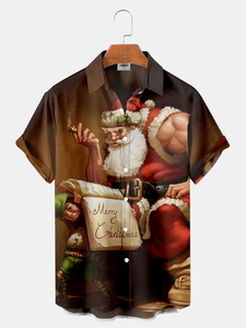Camicia Casual da <span class=keywords><strong>Uomo</strong></span> Estiva Antirughe con Stampa Natalizia, Vestibilità Slim, Nuova Collezione all'Ingrosso - Product Image 3