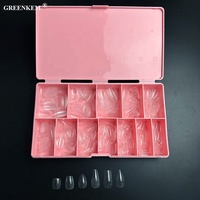 Tips de Gel para Uñas de Marca Privada, Uñas Postizas XL Cuadradas, Ataúd y Almendra, Puntas de Gel X para Presionar, Cubierta Completa Transparente, Puntas de Uñas de Gel Suave