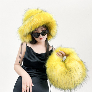 Inverno Faux Oversized Balde Chapéu Mulheres Quente Pelúcia Pescador Chapéu - Product Image 5