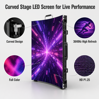 Écran LED de location intérieur P1.25 couleur pleine résolution, taux de rafraîchissement élevé 3840Hz, écran LED de scène incurvé pour événements, concerts et spectacles en direct
