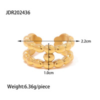 Nouvelle Bague Cœur Tendance INS à Double Chaîne de Perles, Plaqué Or 18K, Acier Inoxydable Certifié par un tiers, pour Femme, Juillet