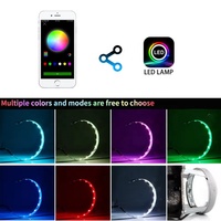 Kit d'anneaux lumineux décoratifs RGB à 360 degrés avec contrôle par application, LED Devil Eyes, lentille de projecteur HID automatique, anneaux de démon, accessoires d'éclairage automobile