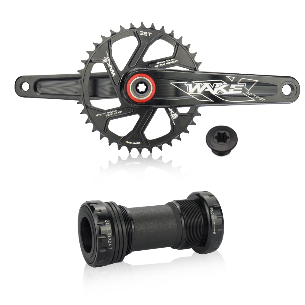 WAKE Bicycle Crankset 104BCD 32/34T - Dual Chainring Option