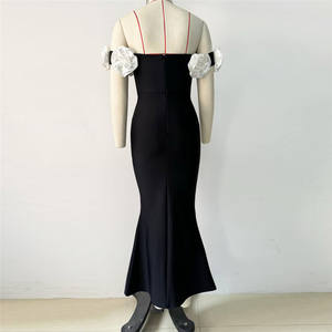 Robes de soirée en satin pour femmes en gros, robes de cocktail sexy à une épaule, robes moulante mi-longue à patchwork drapé, taille naturelle - Product Image 5