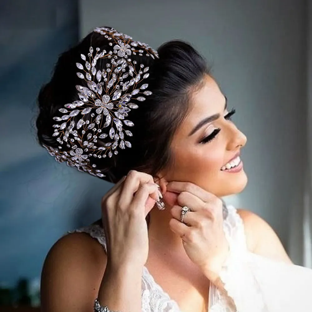 Fascia per capelli con perle da sposa barocca fascia per capelli in cristallo di perle di alta qualità accessori per capelli da sposa per feste di diadema da sposa