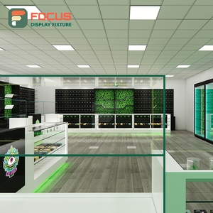 ตู้โชว์ร้านขายบุหรี่แบบมุม ตู้โชว์ไม้กระจกพร้อมไฟ LED ตู้โชว์ยาสูบ - Product Image 1