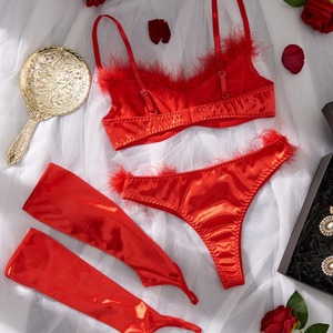 Conjunto de Lencería de Tres Piezas para Mujer, Nuevo, en Oferta, Suave, de Felpa, Transpirable, Cómodo y Divertido - Product Image 5