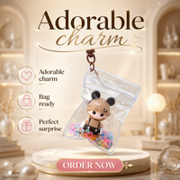 Cadeaux DIY : Porte-clés en peluche PVC transparent, pendentif poupée floquée, mini jouet de dessin animé avec sequins en forme de cœur, breloque de sac