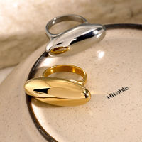 Bagues J&D minimalistes en acier inoxydable plaqué or 18 carats, texture irrégulière, forme goutte d'eau, pour fiançailles, anniversaire, fête