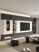 Mueble de TV Moderno con Panel de Madera y Luz LED, Personalizado de Fábrica, para Sala de Estar con Soporte de Pared Integrado