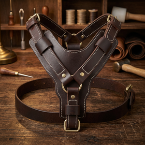 Custom <b>Leather</b> <b>Dog</b> <b>Harness</b> Heavy Duty Adjustable Pet Vest No Pull Training Walking <b>Harness</b> <b>for</b> <b>Dogs</b> Accessories 20kg+ All - Product Image 3