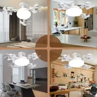 Ventilateur de plafond intelligent à visser avec douille LED, 4 têtes, ampoule multi-ventilateurs, télécommande pour dortoir et espaces communs