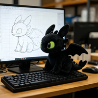 Peluche personnalisée Dragon Sans Dents, Poupée en peluche OEM, Transformez votre esquisse de design en échantillon de peluche moelleux réel pour la vente en gros et les cadeaux