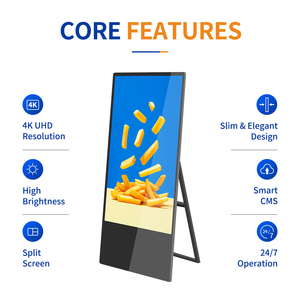 Pantalla digital móvil 4K FHD UHD tipo tótem para publicidad en tiendas, reproductor multimedia LCD, póster LCD móvil, panel digital para etiquetas de menú. - Product Image 4