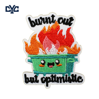 Patchs brodés populaires de la série Flame Box avec slogan, en tissu sergé, faits à la main, en feutre, thermocollants