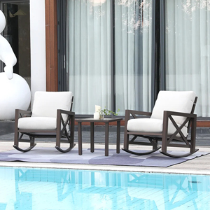 Ensemble de meubles de jardin d'extérieur, canapé, chaise longue, chaise à bascule en teck - <span class=keywords><strong>Hanif</strong></span> - Product Image 2