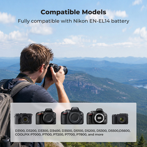 Chargeur rapide double fente K&F Concept EN-EL14 pour batteries d'appareil photo <span class=keywords><strong>Nikon</strong></span> D3500 D5600 D3200 <span class=keywords><strong>D3300</strong></span> D3400 D5500 P7800 - Product Image 2