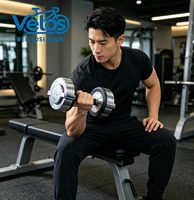 Haltères réglables Velos 32 kg avec cadran intelligent, en acier chromé, pour entraînement de musculation