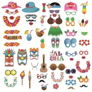 Kit d'accessoires de photomaton sur le thème tropical hawaïen pour décorations de fêtes d'été