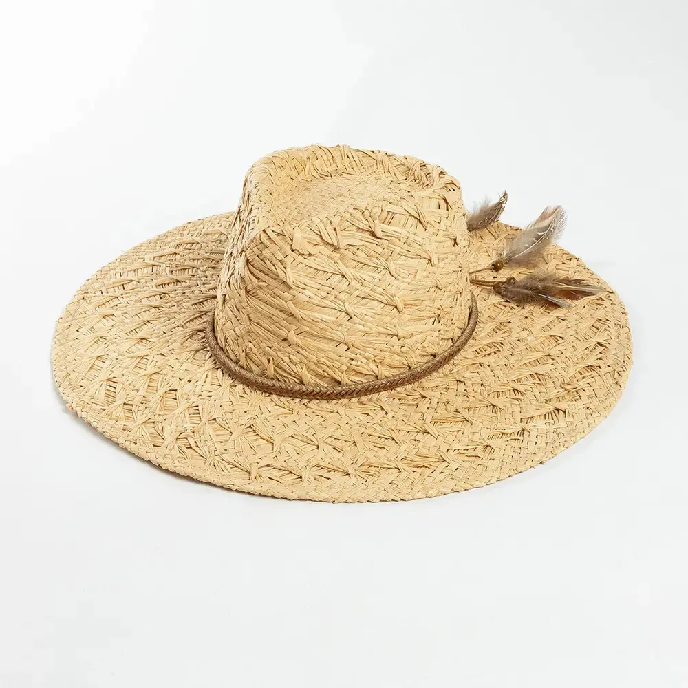 Wholesale New Arrival Boho Women Hand Weave Natural Raffia Straw Sun Hat Beach Hat