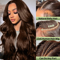 Wig Rambut Manusia Body Wave 26 Inch, Kepadatan 210%, Lace Front HD Transparan 13x6, Tanpa Lem, Pre Plucked, Wig Virgin Brazil Grosir