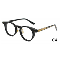 Nuevas Gafas Ópticas de Diseño Retro Clásico de Alta Gama, Montura Completa Redonda, Patrón Sólido, Acetato, con Estuche