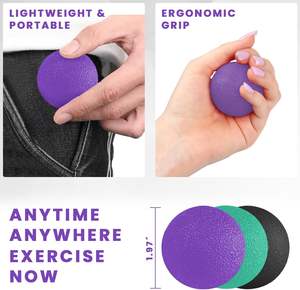 Stressballen voor volwassenen, oefenballen, fysiotherapiebal, handtrainer voor hand-, vinger-, onderarm- en polstraining en ontspanning - Product Image 6