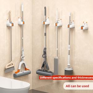 Настенная полка для хранения в ванной комнате, держатель для швабры без сверления, крепление для метлы, держатель для карт для дома и улицы - Product Image 3