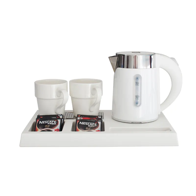 Honeyson new white 0.6L double layer electric kettle with tray for hotel