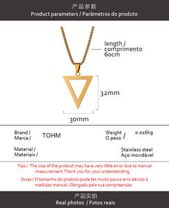 뜨거운 판매 방수 펑크 힙합 스테인레스 스틸 남자 기하학적 개인화 된 중공 삼각형 펜던트 목걸이 - Product Image 6