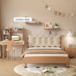 Lit nordique pour enfants en bois massif Maxky Mobilier de maison Mobilier de luxe <span class=keywords><strong>Chambre</strong></span> à coucher Garçon Hêtre Couleur bûche Lits français doux pour filles - Product Image 5