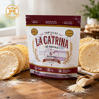 Sac d'emballage refermable pour tortillas, imprimé en gravure sur trois côtés, en PET/PE de qualité alimentaire, réutilisable