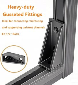 HENENG 4 pièces de raccords à goussets à 90 degrés pour canal de 1-5/8 po, supports de connexion à angle droit à 3 trous, acier de 5,7 mm d'épaisseur - Product Image 4