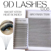 Extensions de cils pré-faits en éventail XXL noir mat naturel de haute qualité, 20 rangées, 2D 3D 4D 5D 6D 7D 8D 10D, tige courte, 0.05 0.07 0.10