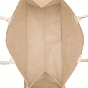 Sacs fourre-tout en jute en gros avec logo personnalisé imprimé, sac de shopping en jute réutilisable, sac de transport naturel en jute - Product Image 2