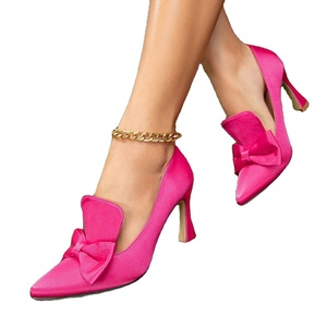 Chaussures d'été respirantes à talons hauts pour femmes avec décorations en nœuds, bride réglable et talons fins - Product Image 1