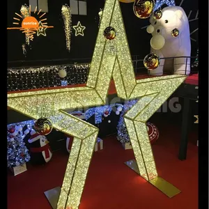 Dekorasi Lampu LED LED Bintang Besar 3D Lampu Motif Natal Luar Ruangan Dekorasi Jalan Kota Natal Kustom