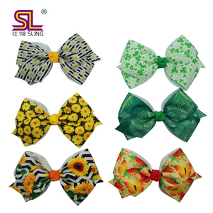 Venta al por mayor de lazo para el pelo Boutique Grosgrain Ribbon Diadema Bow Hair Clip para niñas bebés - Product Image 3