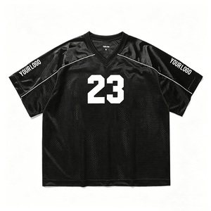 Camiseta de Fútbol Americano Healy Personalizada, Negra, de Malla, Cuello en V, Manga Corta, Transpirable, de Secado Rápido, que Absorbe la Humedad, Unisex, para Adultos, de Verano - Product Image 1