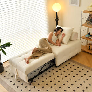 Sofá Cama Individual S-b05, Color Crema, Forro de Lana de Cordero, Relleno de Espuma Versátil, para Sala de Estar, Dormitorio, Uso Adulto - Product Image 5