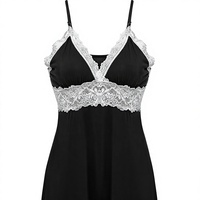 Ekouaer Chemise de nuit douce sans manches pour femme, robe de nuit en dentelle, 97% polyester, 3% élasthanne
