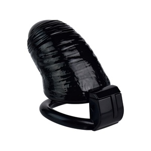 FRRK Black Chastity Cages Devices Men's Resin Penis Exercise Cage-Light Weight and Comfortable Penis Cages-with 4 Size Rings - Product Image 4